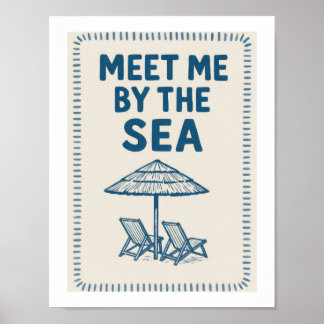 Affiche Rencontre-moi au bord de la mer Typographie Rétro