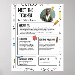 Affiche Rencontrez l'enseignant Moderne Retour à l'école F