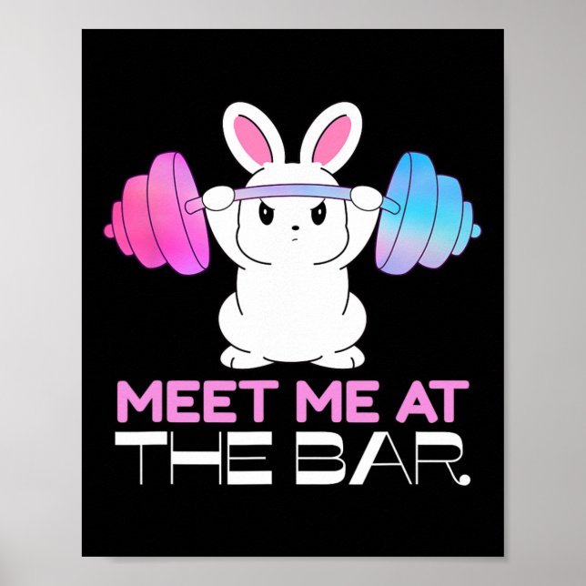 Affiche Rencontrez-Moi Au Bar Barbell Bunny Funny Exercise (Devant)
