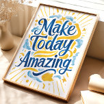 Affiche Rendre aujourd'hui Extraordinaire : Motivational W<br><div class="desc">Commencez votre journée par la positivité et l'objectif avec cette impression artistique dynamique "Make Today Extraordinaire". Doté d'une typographie audacieuse, lettrée à la main dans des jaunes ensoleillés et des bleus profonds, accentuée de nuages d'aquarelle et d'étoiles fantaisistes, cette pièce est un rappel puissant pour saisir la journée et la...</div>