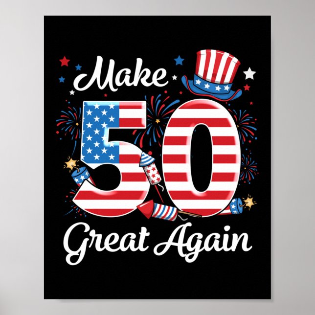 Affiche Rendre la 50e grandeur 50e anniversaire Drapeau am (Devant)
