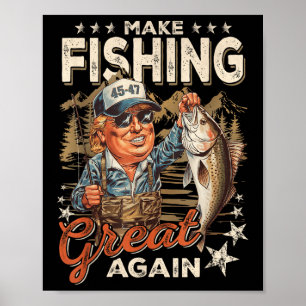 Affiche Rendre la pêche super à nouveau Usa Drapeau Vintag