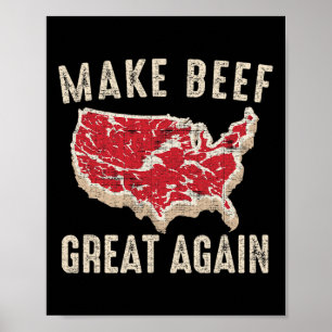 Affiche Rendre le boeuf grand à nouveau drôle Barbecue Amé