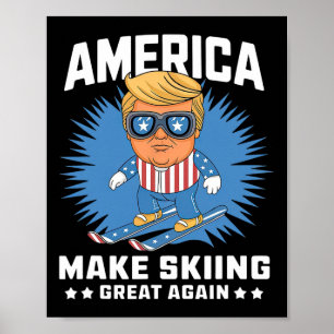 Affiche Rendre le ski super - Drôle Donald Trump Ski