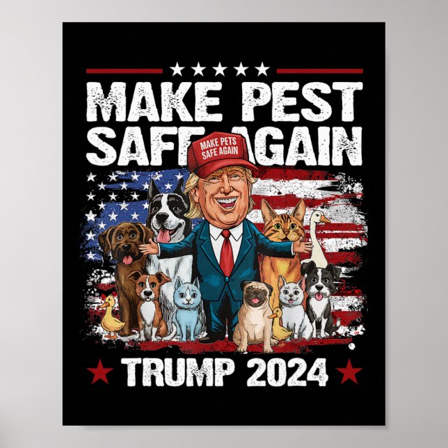 Affiche Rendre les animaux en sécurité Trump 2024 Sauvegar (Devant)