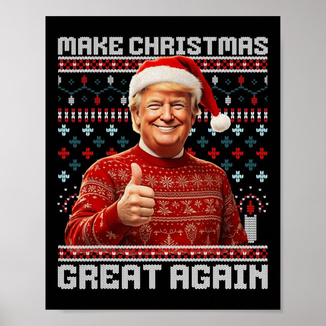 Affiche Rendre Noël super à nouveau drôle Père Noël Trump  (Devant)