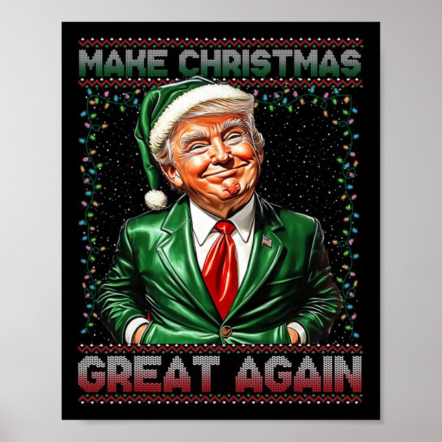 Affiche Rendre Noël super à nouveau drôle Père Noël Trump  (Devant)