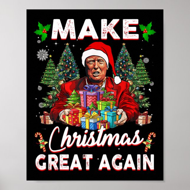 Affiche Rendre Noël super à nouveau drôle Père Noël Trump  (Devant)