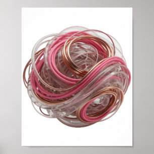 AFFICHE RENDU 3D ABSTRAIT D'UNE FORME COMPLEXE AVEC DU VER