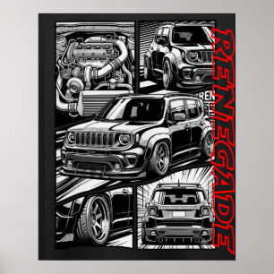 Affiche Renegade Widebody Turbo Comic Graphique Slammé
