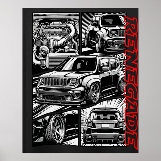 Affiche Renegade Widebody Turbo Comic Graphique Slammé (Devant)