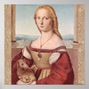Affiche Rennaisance Unicorn et Lady Raphael Peinture