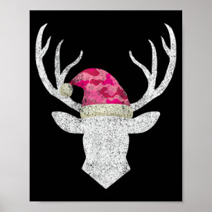 Affiche Renne Cerf Nk Camo Chapeau De Père Noël Pyjama De