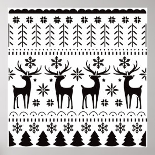 Affiche Renne de Noël d'art populaire moderne pour les Fêt