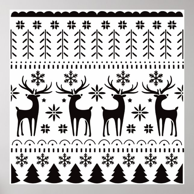 Affiche Renne de Noël d'art populaire moderne pour les Fêt (Devant)