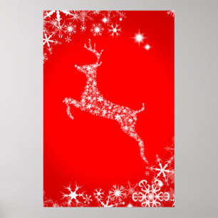 Affiche Renne flocon de neige
