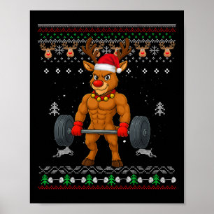 Affiche Renne Nez Rouge Gainzdeer Gym Noël dégueulasse