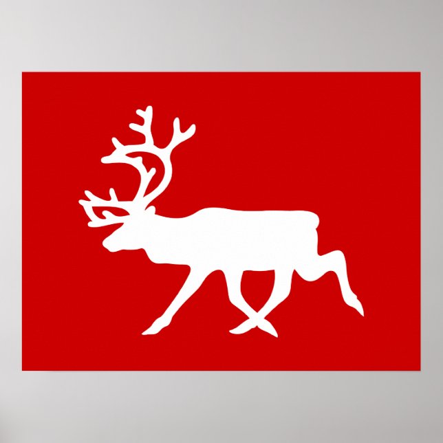 Affiche Rennes blanches / Silhouette caribou (Devant)