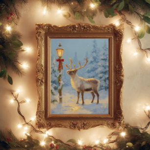 Affiche Rennes de Noël sous la lumière de la lampe