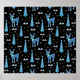 Affiche Rennes, flocons de neige, motif de Noël