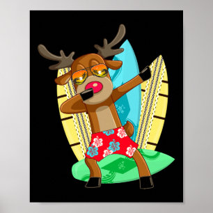 Affiche Renneur Dabbing Noël en été Fête de Noël