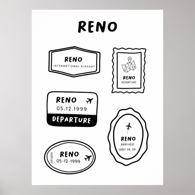 Affiche Reno - Collection Timbre de voyage | Conception vi (Devant)