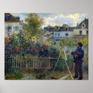 Affiche Renoir - Claude Monet peignant dans son jardin