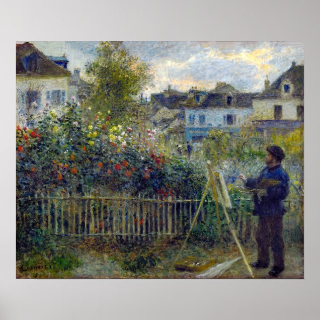 Affiche Renoir - Claude Monet Peinture dans son jardin (Devant)