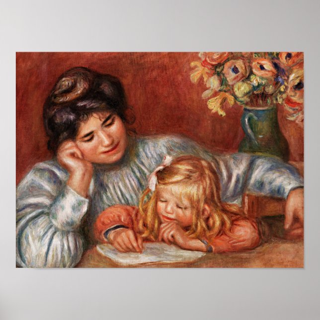Affiche Renoir - Cours d'écriture, célèbre peinture (Devant)