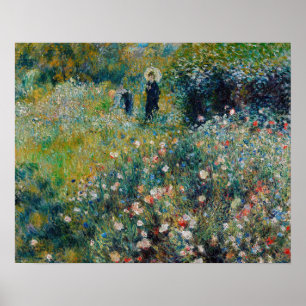Affiche Renoir - Femme au parasol dans un jardin
