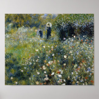 Affiche Renoir femme avec parasol dans le jardin
