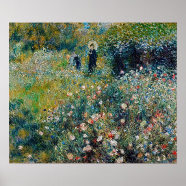 Affiche Renoir - Femme avec un parasol dans un jardin (Devant)