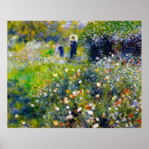 Affiche Renoir, Femme avec un parasol dans un jardin, 1875