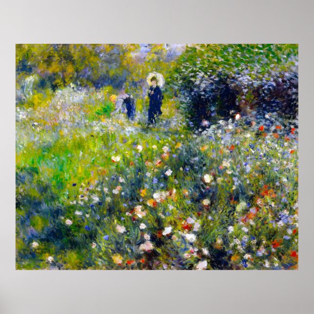Affiche Renoir, Femme avec un parasol dans un jardin, 1875 (Devant)