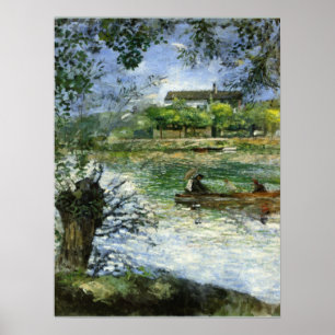 Affiche Renoir, Saules et Personnages dans un bateau