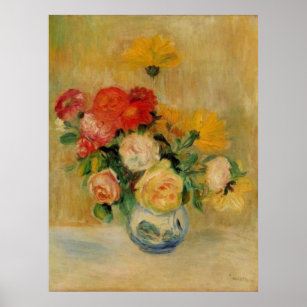 Affiche Renoir's A Vase of Roses and Dahlias