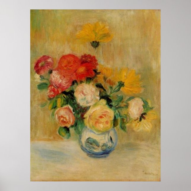 Affiche Renoir's A Vase of Roses and Dahlias (Devant)