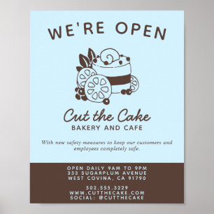 Affiche Réouverture de la boulangerie avec logo de gâteau