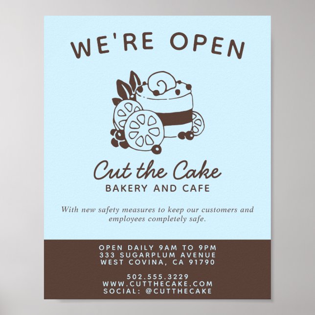 Affiche Réouverture de la boulangerie avec logo de gâteau (Devant)
