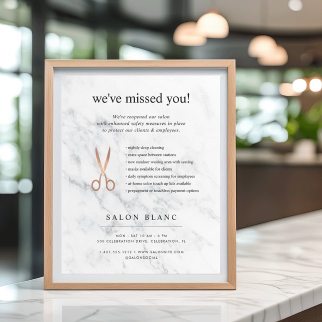 Affiche Réouverture du salon de coiffure en marbre et en o (Créateur téléchargé)
