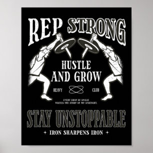 Affiche Rep Forte Hustle Et Croissance Restez Inarrêtable