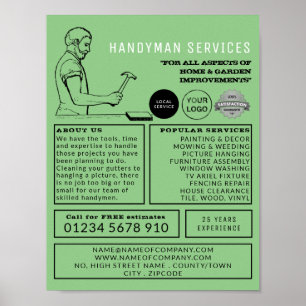 Affiche Réparateur vintage, Handyman Publicité