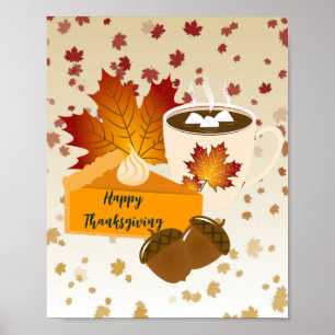 Affiche Repas de Thanksgiving Cuisine Tarte au potiron Cho