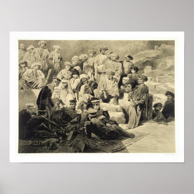 Affiche Repas militaire dans les ruines à Sioukh, Daghesta (Devant)