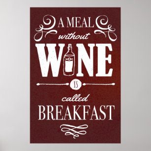 Affiche Repas Sans Vin Cool Typographie Citation De Vin