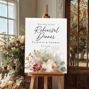 Affiche Répétition Dîner roseses et verdure bienvenue