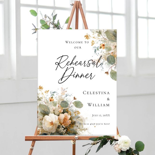 Affiche Répétition Dîner verdure et roseses bienvenus (Créateur téléchargé)