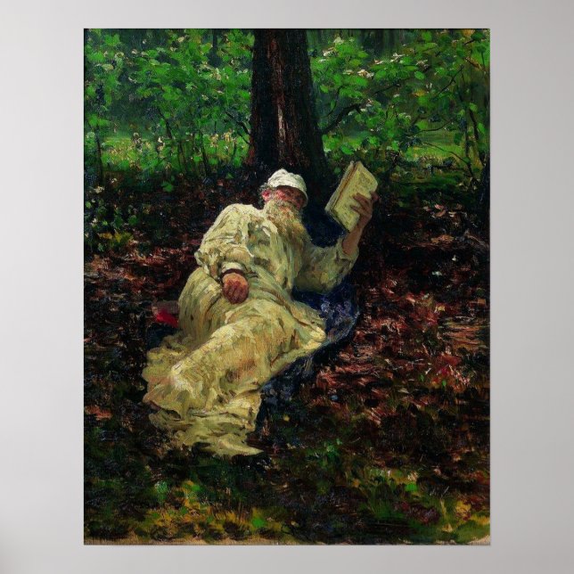 Affiche Repin - Leo Tolstoï En Forêt 1891 (Devant)
