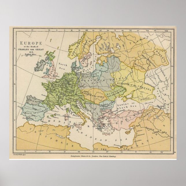 Affiche Réplique carte de l'Europe d'avant la Première Gue (Devant)