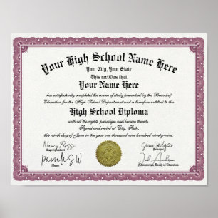 Affiche Réplique du diplôme d'études secondaires de style